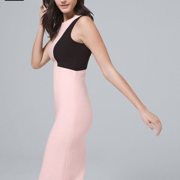 NEW WHBM BODY‎ PERFECTING COLORBLOCK SHEATH DRESS MIDI - Picture 3 of 3